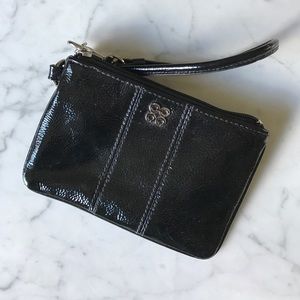 Black leather Coach Wristlet