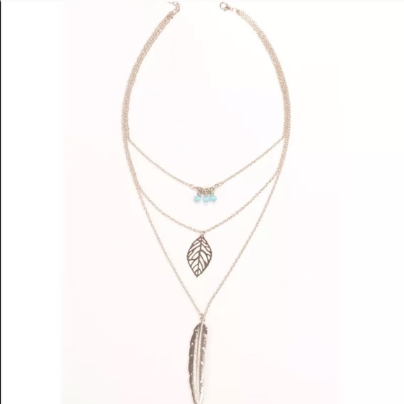 GORGEOUS FEATHER DELICATE LAYERED NECKLACE!!💙 - Picture 2 of 2