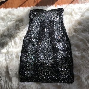Black tube top dress with Rhinestones