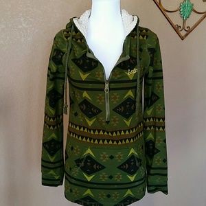 Hooded zip up camouflage pullover