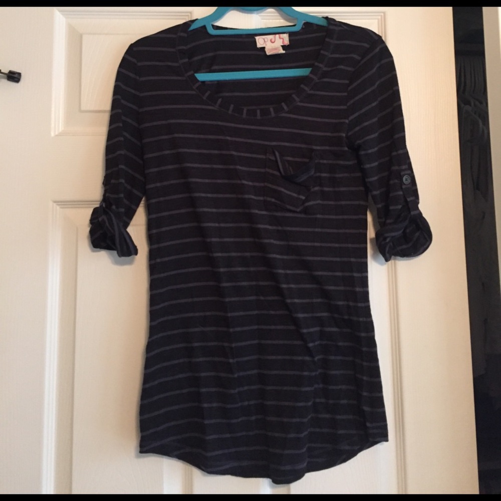 Black/gray striped long sweater