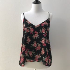 Black top with pink roses
