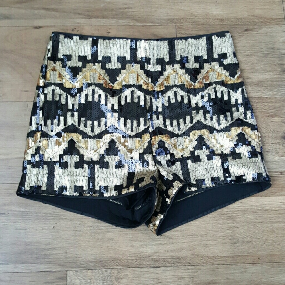 High waist sequin shorts
