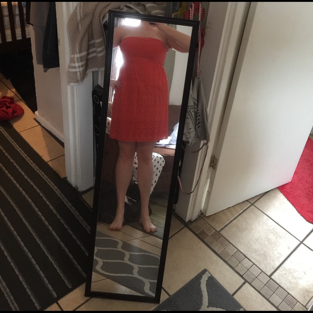 Coral strapless sun dress