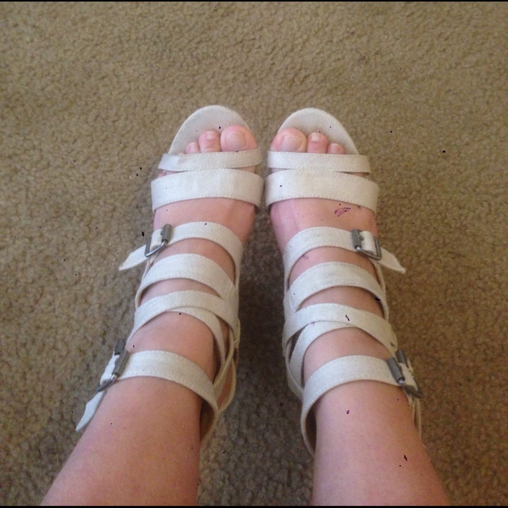 Light tan super strappy, super cute heels!
