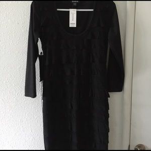 BNWT bebe tiered front long sleeve black dress