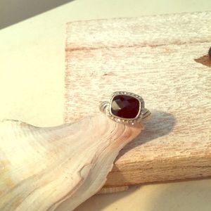 David Yurman SS black Onyx/Diamond Ring