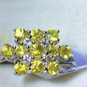 Songea Yellow Sapphire White Topaz and 925 ring
