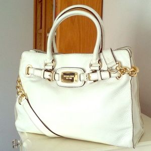 Michael Kors White Hamilton Leather Tote