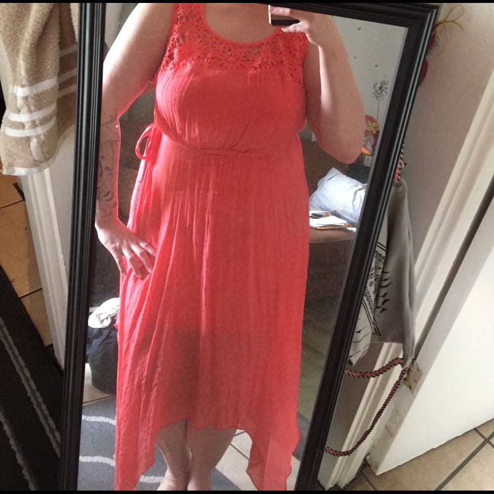 Coral knit top dress