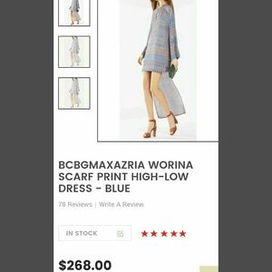 Bcbg maxazria xs NWT $268 hi lo dress