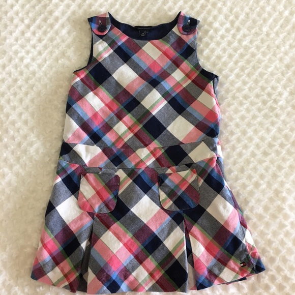 Girls Tommy Hilfiger Plaid Dress w Pockets Sz 4T - Picture 1 of 8