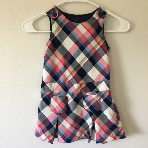 Girls Tommy Hilfiger Plaid Dress w Pockets Sz 4T - Picture 3 of 8