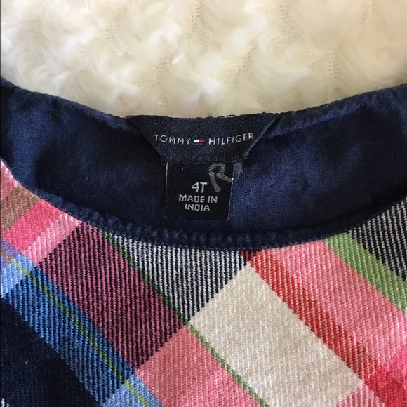 Girls Tommy Hilfiger Plaid Dress w Pockets Sz 4T - Picture 6 of 8
