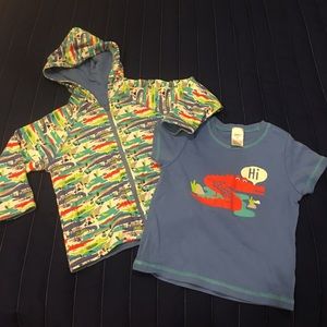 Zutano size 2T matching shirt with zip up hoodie