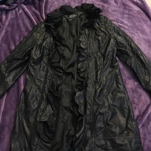 Frilly leather jacket