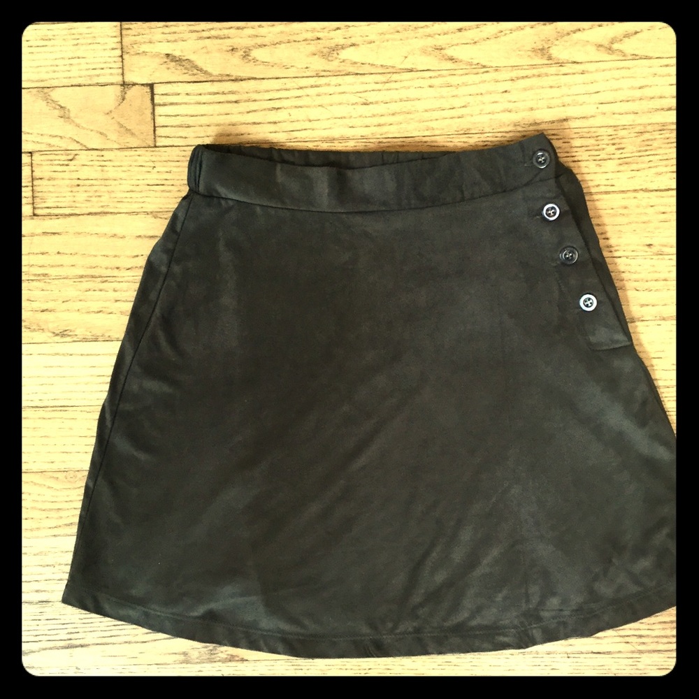 Olive green suede skirt