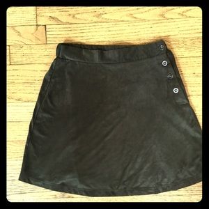 Olive green suede skirt
