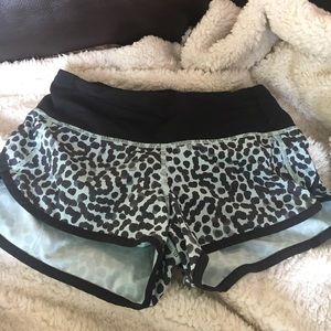 Mint green/black leopard print lululemon shorts