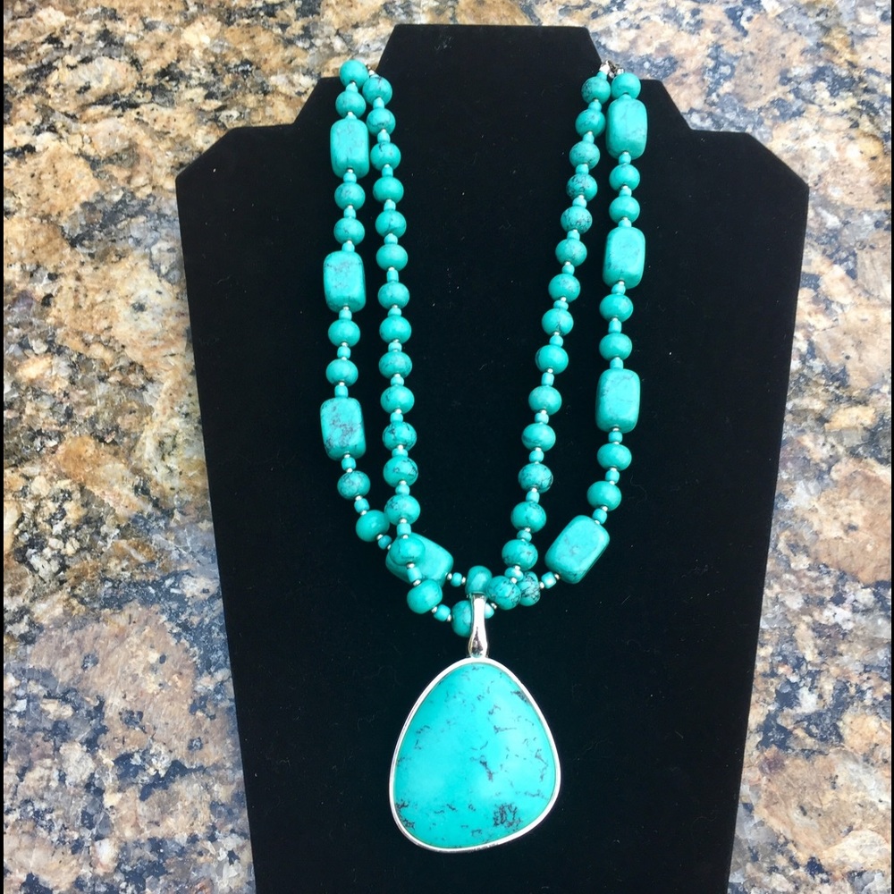 Turquoise double strand necklace