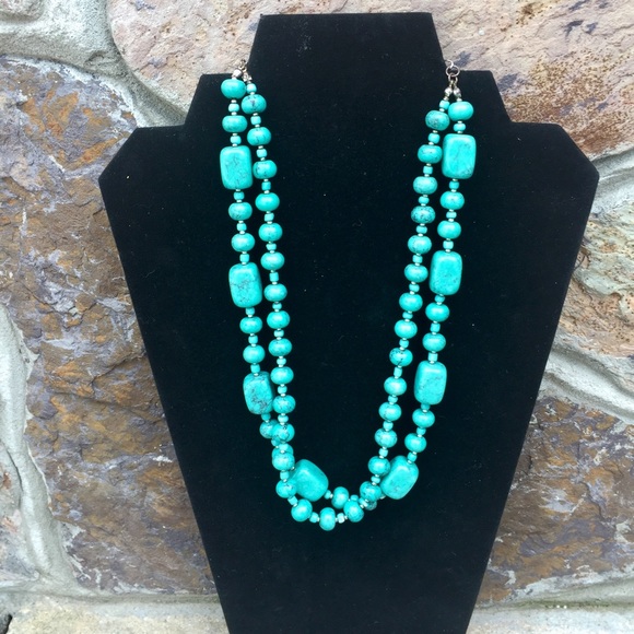 Turquoise double strand necklace - Picture 2 of 2