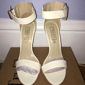 Public Desire - White Strap Heels