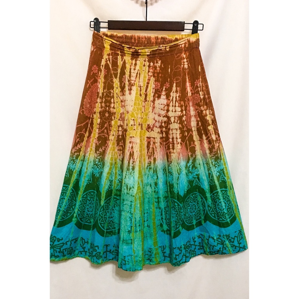 100% cotton colorful long skirt