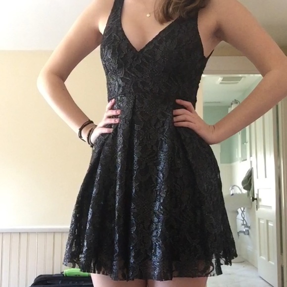 Free People: Metallic Black Dress - Picture 2 of 3