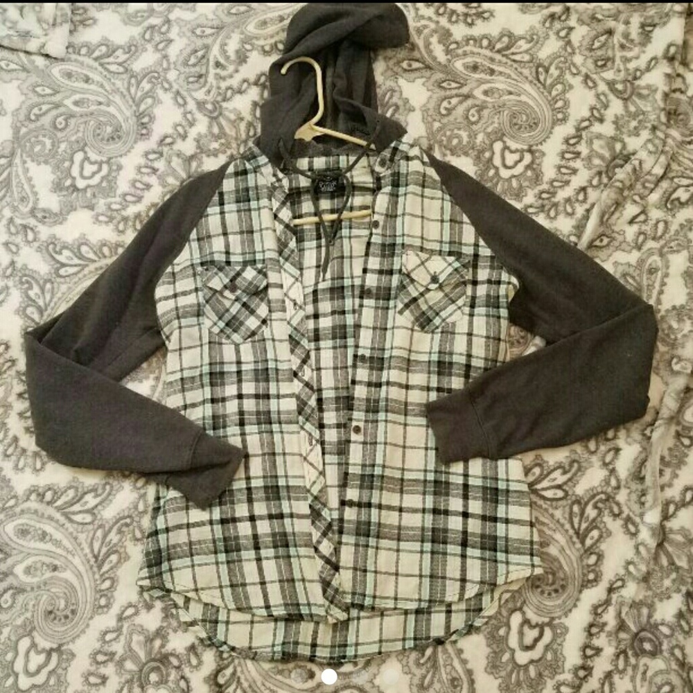 Plaid button up sweatshirt