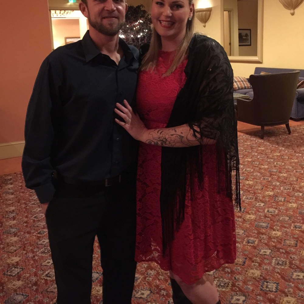 Red lace party dress