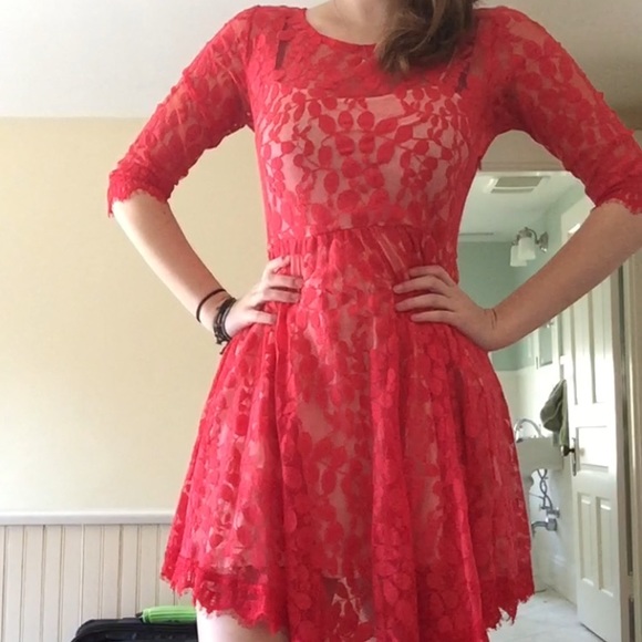 Free People Dresses & Skirts - Free People: Red Lace Dress