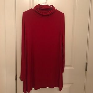 Red mock turtleneck tunic