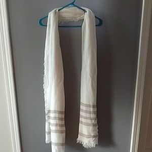 Bass Large Cream Scarf with Tan Stripes