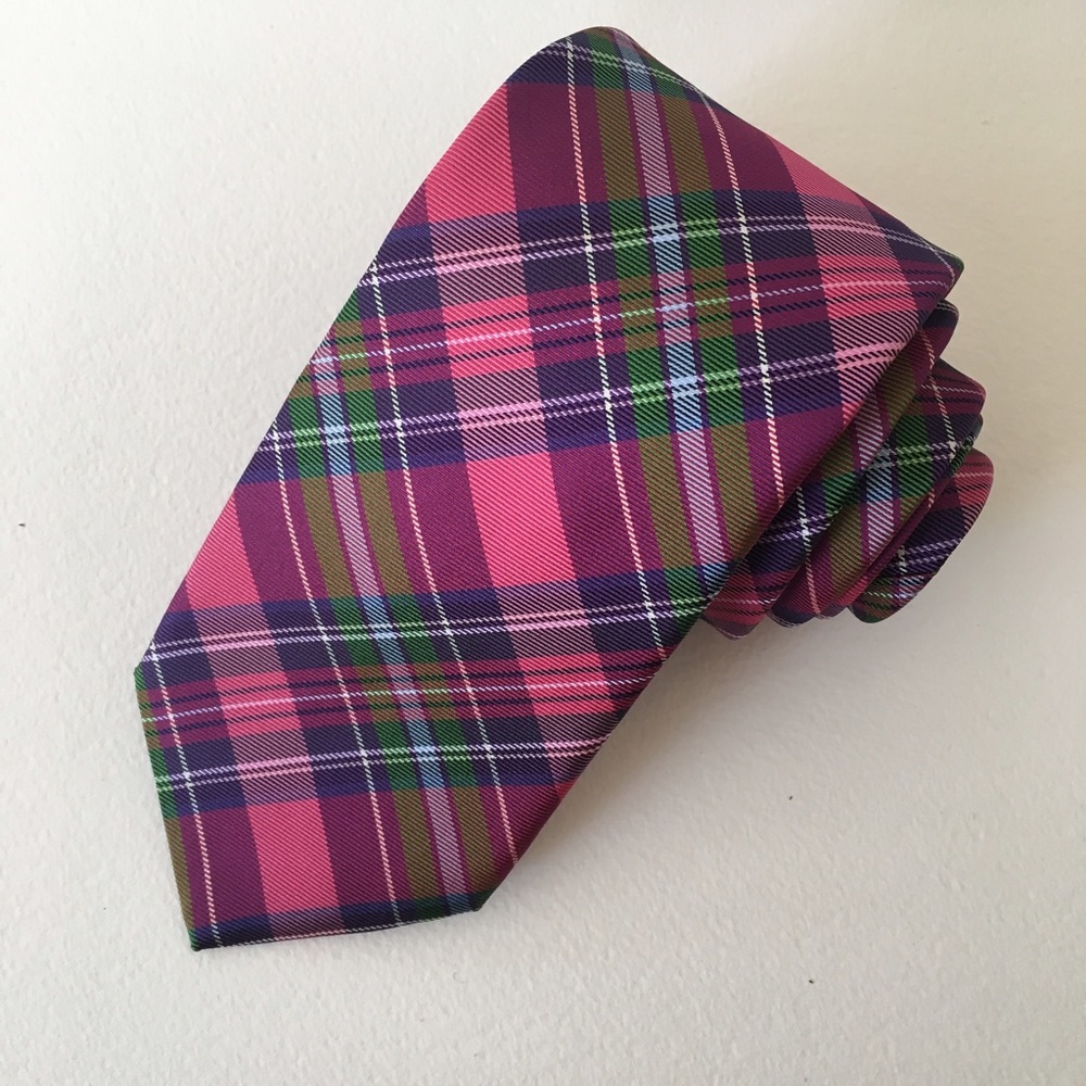 Brooks Brothers Slim Pink Plaid Tie