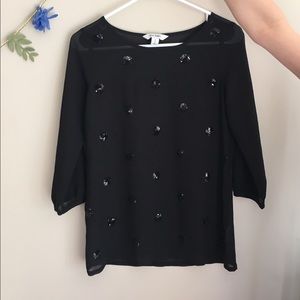 Sheer Black Top with Sequins