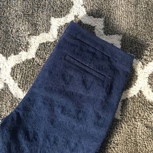 Saint Tropez West Pants - Beautiful embossed ankle length fitted navy pants Saint Tropez West Pants - Beautiful embossed ankle length fitted navy pants