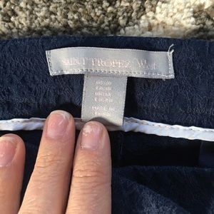 Saint Tropez West Pants - Beautiful embossed ankle length fitted navy pants Saint Tropez West Pants - Beautiful embossed ankle length fitted navy pants