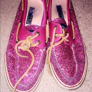 Sparkly pink sperrys!!
