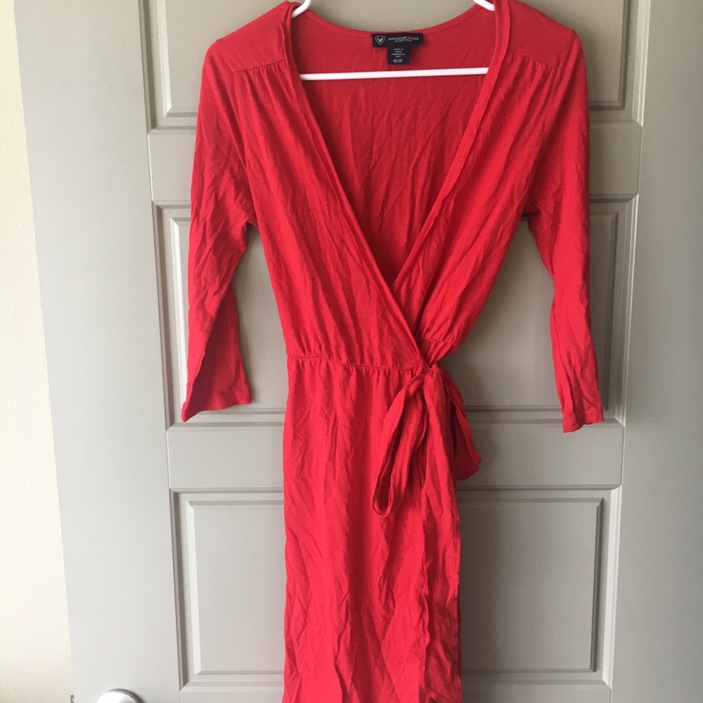 Red wrap dress