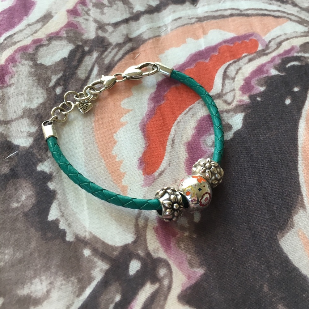 Brighton teal leather bracelet with charms 🌸