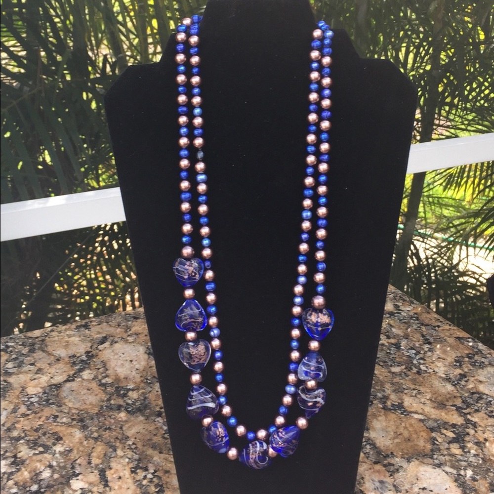 Lampwork glass bead necklace