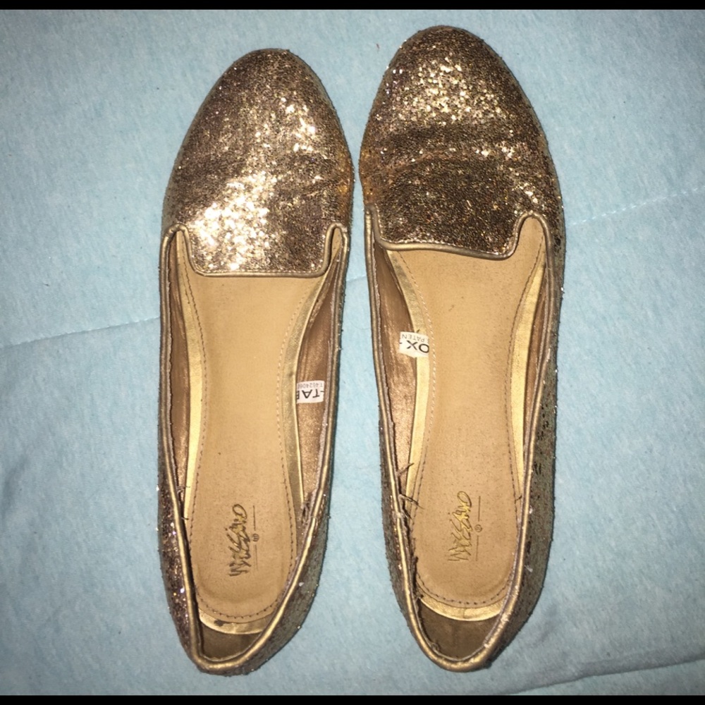 Gold sparkly shoes