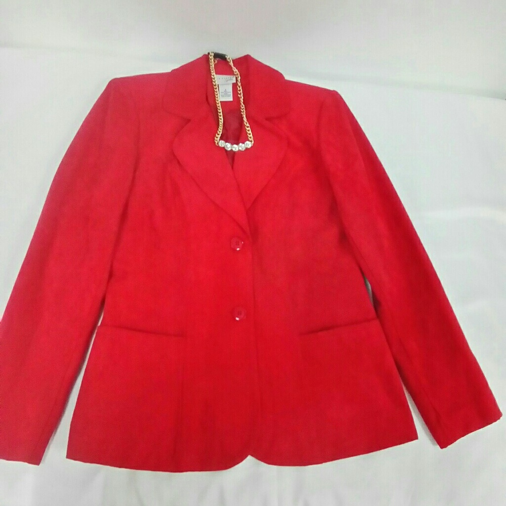Kim Rogers Signature Red Faux Suede Blazer Sz. S
