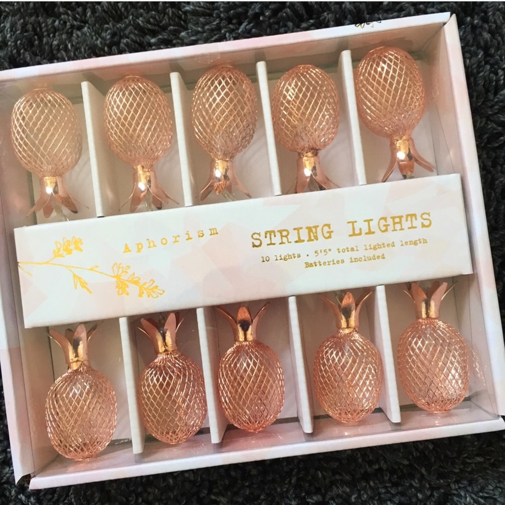 SOLD❤️❤️❤️Rose Gold 🍍 String Lights! 💗🍍✨ - Picture 1 of 3