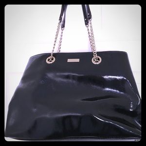 Black Patent Kate Spade Handbag with Chain Detail