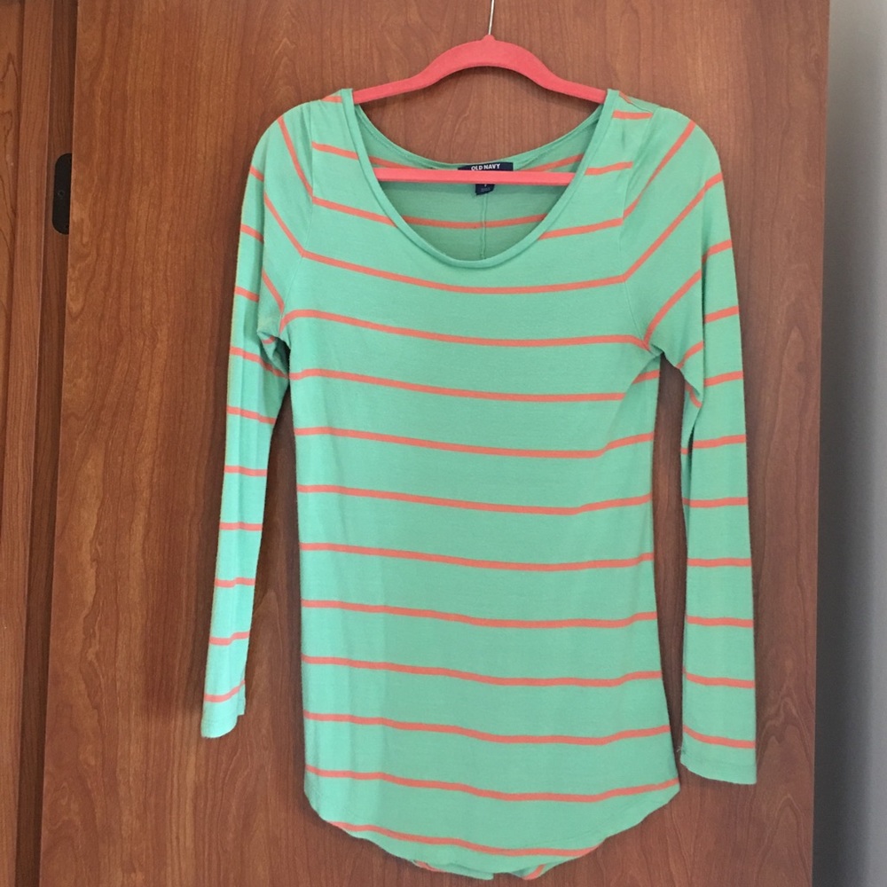 Green & Orange Striped Long Sleeve Shirt