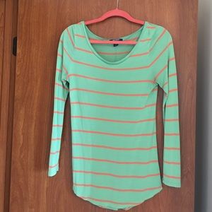 Green & Orange Striped Long Sleeve Shirt