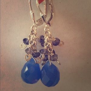 Blue chalcedony and iolite earrings