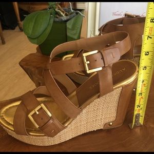 Audrey Brooke Tan Leather Platform Sandals