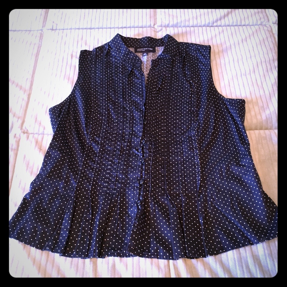 Blue polka dot sleeveless top
